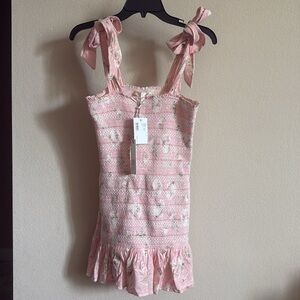 Chic Pink Floral Dress with Bow Straps